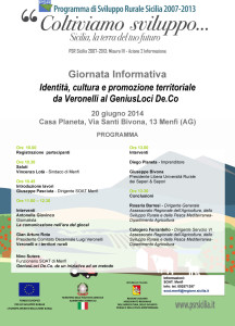 locandina-programma  Identità e promozione territoriale - Menfi 20-06-2014 ore 10.00